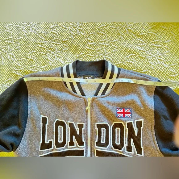 NOS London England Varsity Jacket Black & Gray Size M